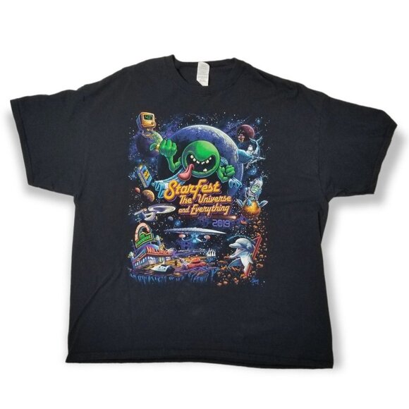 StarFest 2019 Convetion T-Shirt Hitchhikers Guide To The Galaxy Graphic - Picture 1 of 8